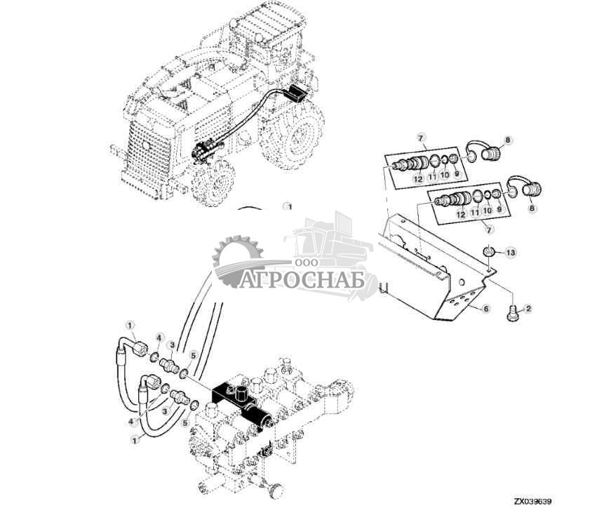 Гидравлические шланги, складывание жатки 